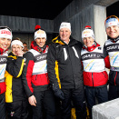 The King and Queen welcomed the Nordic combined team of Austria - Mario Stecher, Felix Gottwald, David Kreiner and Bernhard Gruber - to the Royal stands after Austrian gold in the Nordic combined normal hill for teams (Photo: Lise Åserud / Scanpix)